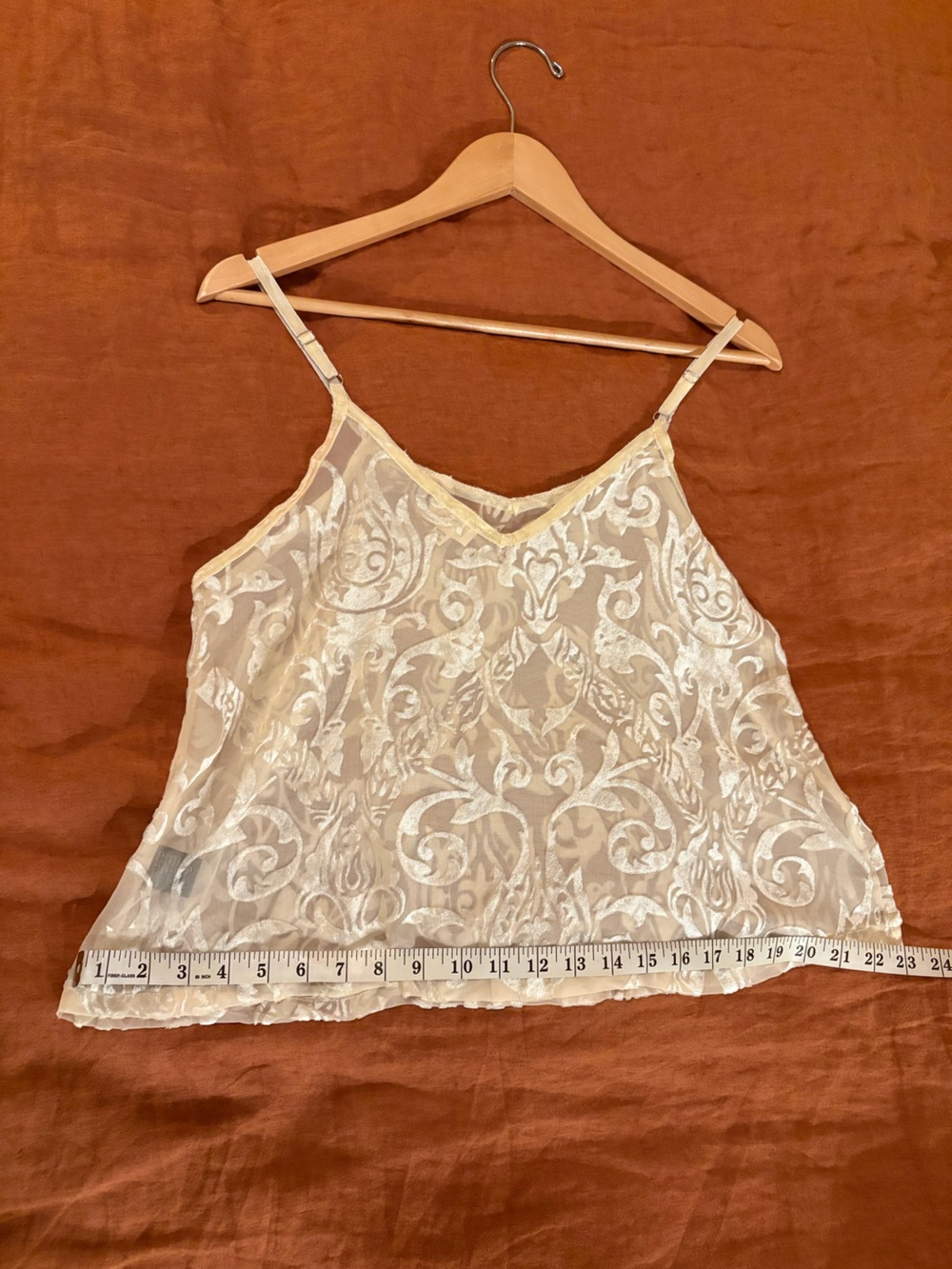 POL Sheer Tank with Velvet Details - butter yellow color SZ SM EUC - Picture 10 of 10